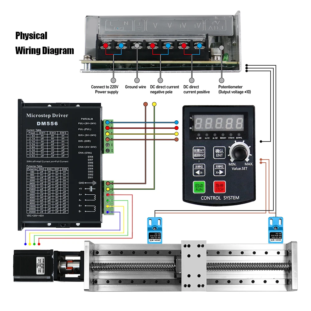 Kit completo de módulo linear de eixo Z 15100/2080 Mesa deslizante e motor de passo Nema23 e controlador e suporte de motor e interruptor de limite - Image 5