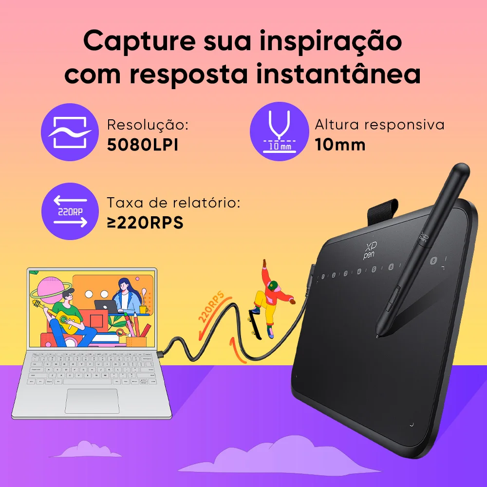 XPPen Deco 640 Graphics Tablet 16K Pressure Levels 16x9cm Drawing Area with 8 Keys 60 Tilt for OSU Game Android Windows Mac - Image 4