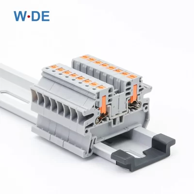10Pcs DIN Rail Terminal Block PTV-2.5 Push-In Terminal Connector Spring Side-Entry 2.5mm² Cable Wiring Conductor PTV2.5