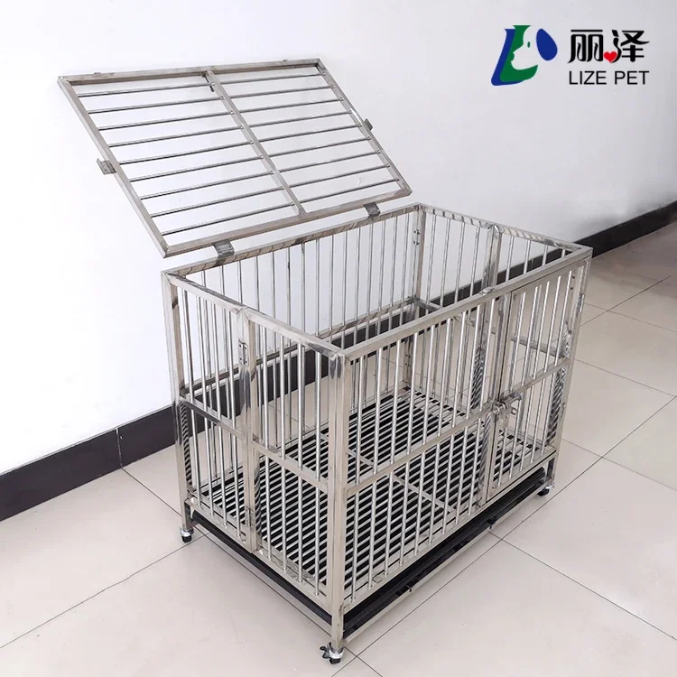 Veterinary Stainless Steel Dog Kennel Cages Heavy Aluminum Outdoor Large Folding Animal Pet Dog Cage - Image 3