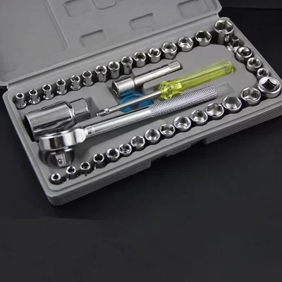Conjunto de chave de imersão combinada, 40 peças, bicicleta, reparo de carro, ferramentas manuais, catraca, aço carbono, farol de gasolina, ille trator tru