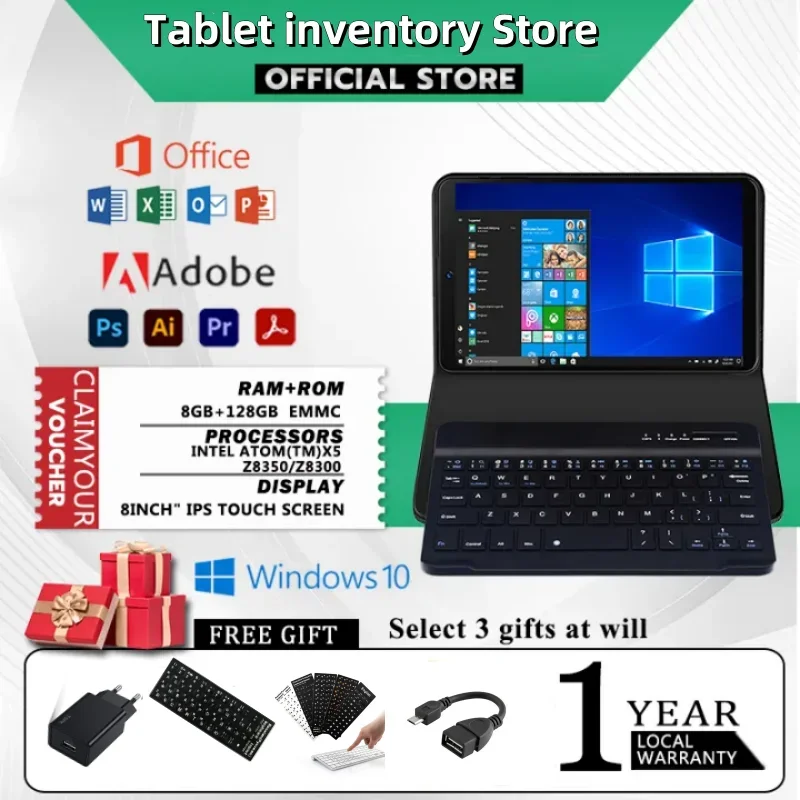 8 INCH AR3 Windows 10 Tablet PC Z8350 CPU 8GB RAM 128GB ROM 1280*800 Pixel build in 4000mAh Battery Dual Camera Quad Core WIFI