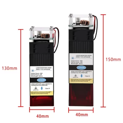 Cabeça de módulo laser 20w/40w, luz azul 450nm, adequada para máquina de corte 20w, controle numérico, ferramenta de corte padrão de madeira diy