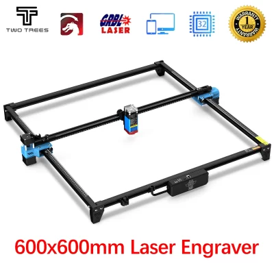 TwoTrees-TTS-55 PRO Máquina de gravação a laser, vidro, acrílico Matel, contraplacado para gravação, corte couro, 600x600mm, 40W, 80W