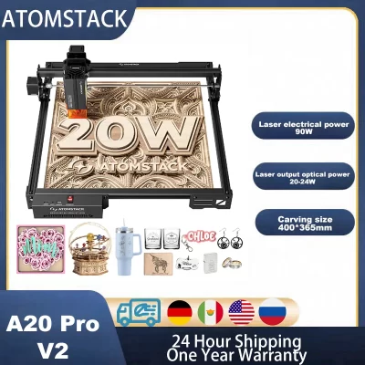 Atomstack a20 pro v2 20w cortador de gravador máquina gravura alta precisão para presentes personalizados cartões visita gravador madeira
