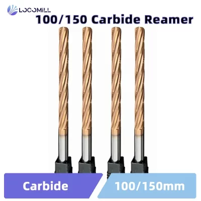 Loco 100mm 150mm máquina de carboneto reamer hrc60 revestido espiral sulco tolerância h7 aço harened cortador metal cnc torneamento buraco