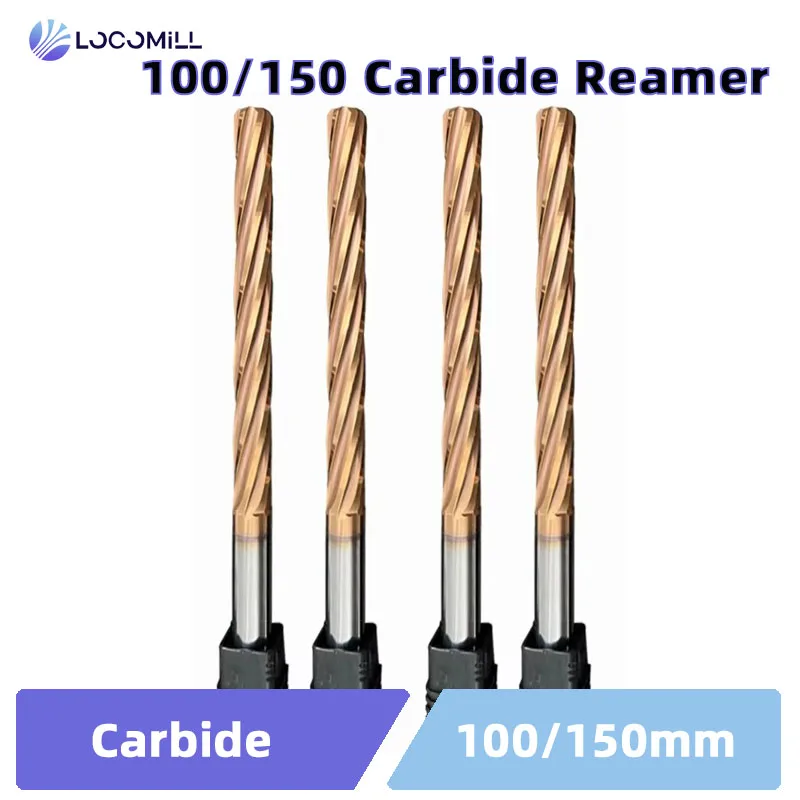 Loco 100mm 150mm máquina de carboneto reamer hrc60 revestido espiral sulco tolerância h7 aço harened cortador metal cnc torneamento buraco