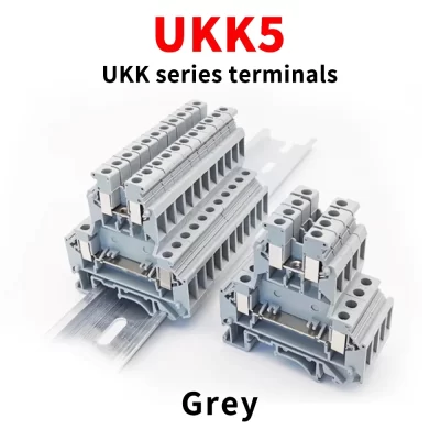 (10 pcs) UKK5 Two-in Two-out Double-Layer Terminal Block Pure Copper 4mm² Rail-Mounted Combination Terminal Block UKK-5
