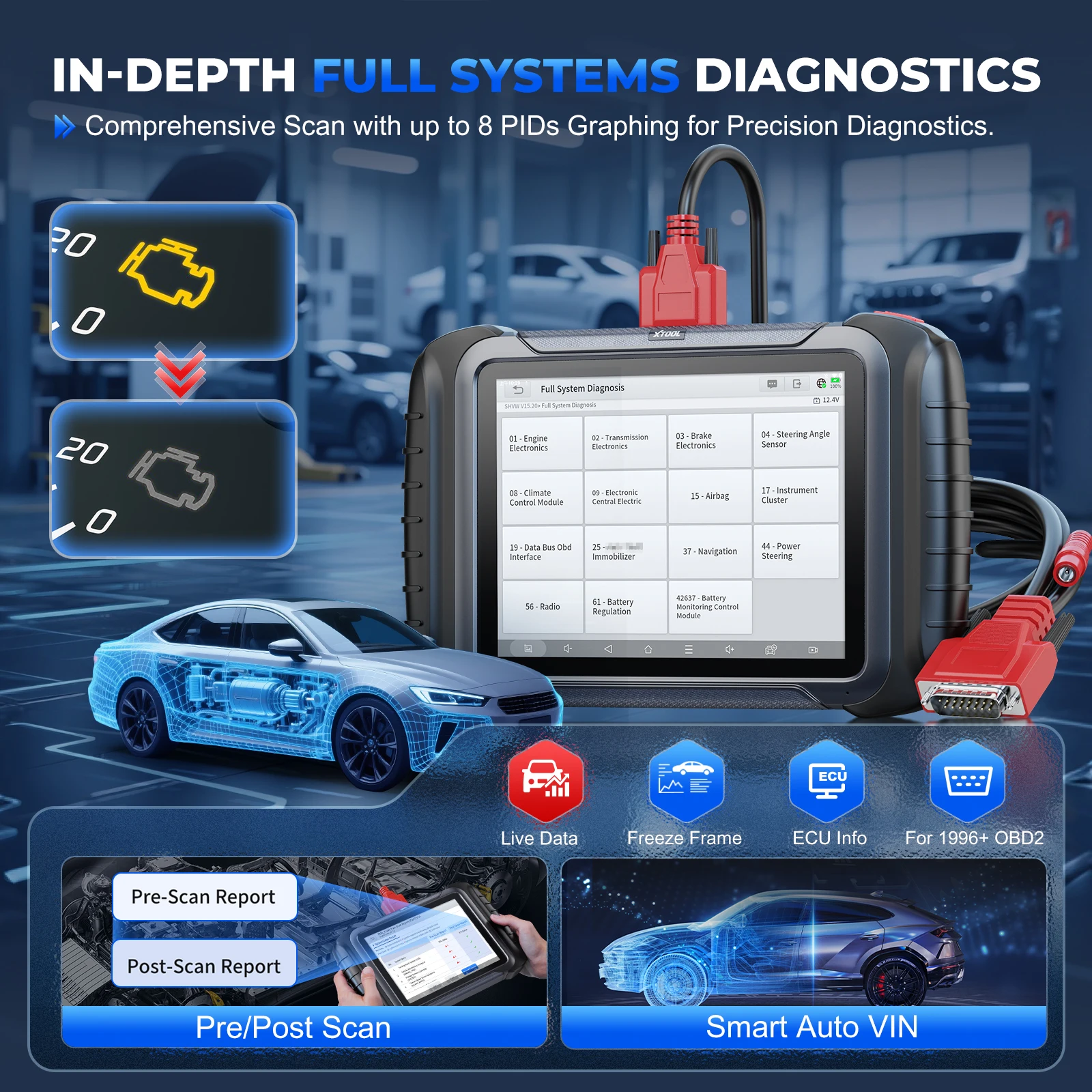 Português Brasil Xtool D8S V2.0 todos os ferramentas de diagnóstico do sistema scanner automotivo ecu codificação programação chave bidirecional obd2 42 + redefinição pk d8 Envie do Brasil - Image 4