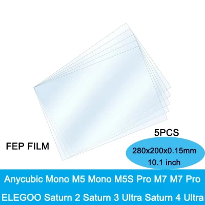 Filme fep 10.1 Polegada 280*200*0.15mm para anycubic mono m5 m5s m7 pro elegoo saturno 2 saturno 3 ultra saturno 4 ultra filme de impressora 3d