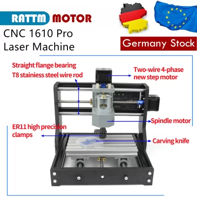 【Estoque da ue】 controle grbl diy mini máquina cnc 1610 pro área de trabalho cnc 180x100x45mm 3 eixos pcb fresadora, roteador de madeira