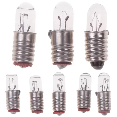 10 Pieces E5 Light Bulbs 6.3V 12V 24V 0.1A Small Bulb Signal Lamp Bead E5 Screw Mouth Mini Indicator Light Bulbs DIY Lighting