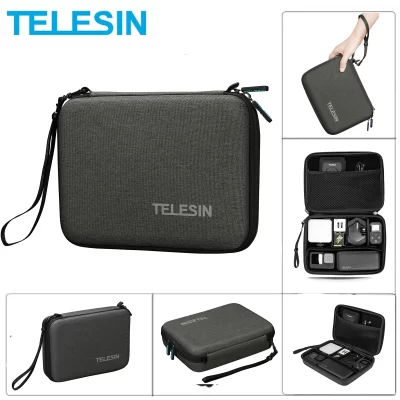 Telesin diy carry bolsa caso armazenamento de viagem proteger saco para gopro hero 13 12 11 10 insta360 acepro dji ação 4 5 caixa da câmera