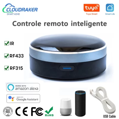 Controle remoto universal Tuya RF+IR para controle doméstico inteligente para TV AC Cortina Persiana Funciona com Siri Alexa Google Home
