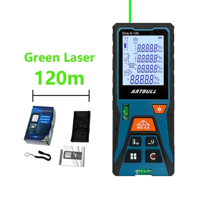 ARTBULL 120m Laser Verde Telêmetro Fita Métrica 50M Medidor de Distância a Laser com Horizontal