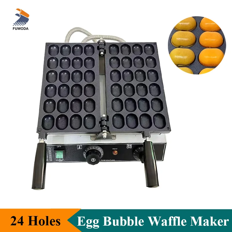 Non Stick Egg Waffle Maker, Bubble Waffleballs, 24-hole Mini Sponge Cake Making Machine, Tipo elétrico ou gás, Uso comercial