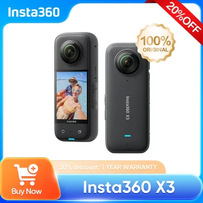 Insta360 X3 – Uma câmera de ação à prova d'água de 360 graus com sensores de 1/2 polegada e 48 MP, resolução de vídeo HDR ativo 5,7 K 360, 72 MP