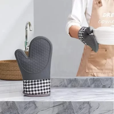 Luva Isolada De Silicone, Anti Slip, Alongado, Espessado, Dispositivo De Cozinha Anti Escaldante Resistente A Alta Temperatura