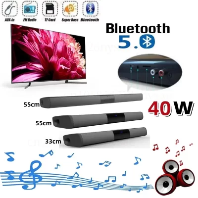 Poderoso sem fio bluetooth alto-falante barra de som para home theater computador tv carro soundbar graves pesados subwoofer rádio caixa de som