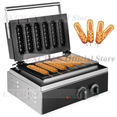 Homeweiise 6 pçs elétrica waffle salsicha fabricante antiaderente lolly vara muffin crocante milho francês máquina de cachorro quente cozinha casa