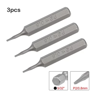 Uxcell 3 peças p2 0.8mm pontas de chave de fenda 5/32 Polegada hex shank estrela chave de fenda 28mm para reparo de telefone portátil ferramentas manuais на jestashenв eusто