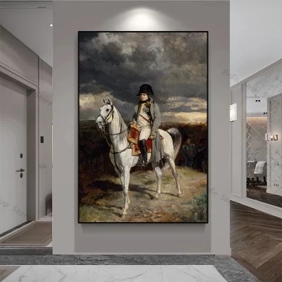 Pintura em tela para sala de estar, decoração de casa, Napoleão Bonaparte, retrato, impressões, cruzando as Alpes, coroação de Napoleão I