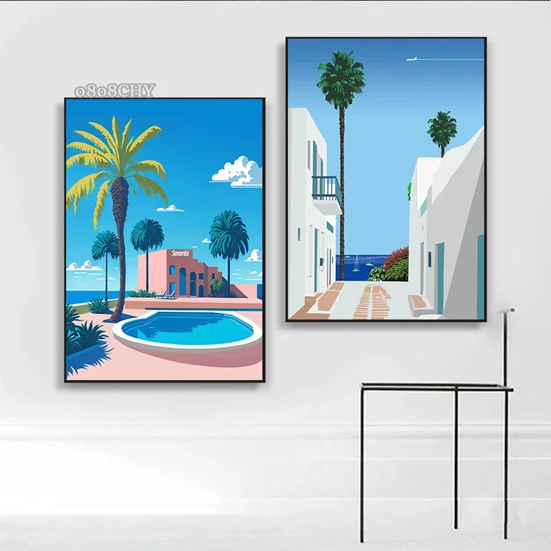 Japão praia cidade verão arte da parede cartazes impressões hiroshi nagai vaporwave pintura em tela fotos de parede nordic sala estar decoração - Image 4