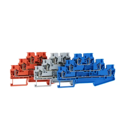 Spring Terminal Block 10Pcs ST-2.5-3L Din Rail 3 Layer Screwless Connection Connector Return Pull Type Wire Conductor ST2.5-3L
