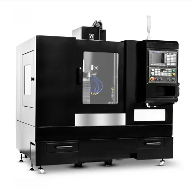 Centro de usinagem de quatro eixos, controle numérico, perfuração e fresadora, biblioteca de ferramentas, sistema de números amplos