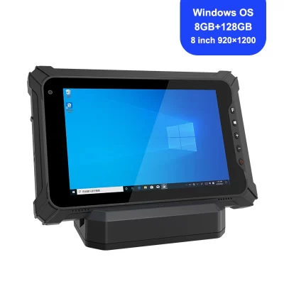 8 Inch Windows Rugged Tablet with 8G RAM 128G ROM Barcode Scanner - Vehicle Mount Docking Charger IP65 Industrial Grade Tablet