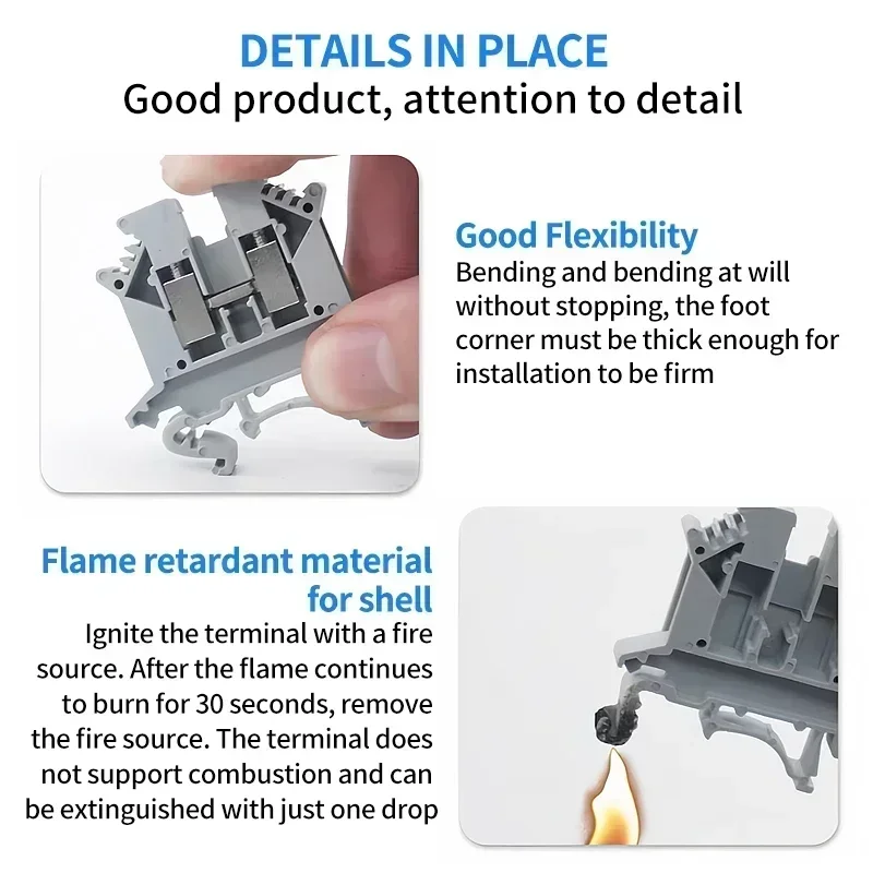20/50/100Pcs UK - 2.5B Din Rail Terminal Block Electrical Conductor Universal Screw Connection Terminal Strip 2.5mm² - Image 3