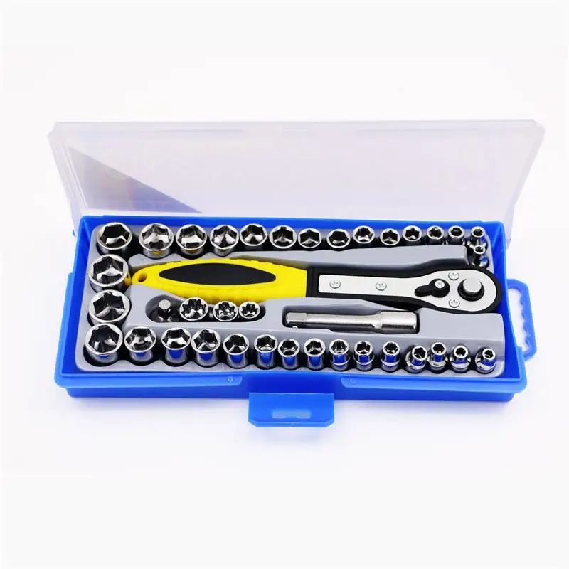 Conjunto de chave de soquete catraca de cabeça, kit de caixa de ferramentas manuais, dados mecânicos, dinamômetro de bicicleta
