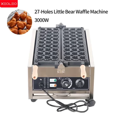 Xeoleo elétrica cabeça de urso forma waffle maker 3000w forma de urso taiyaki máquina 27 pçs waffle bolo máquina antiaderente