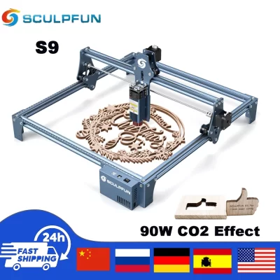 SCULPFUN-S9 Máquina De Gravura A Laser, Efeito 90W, Ultra-Thin Laser Beam, Shaping Tecnologia, Máquina De Corte Gravador Acrílico, 410x420mm