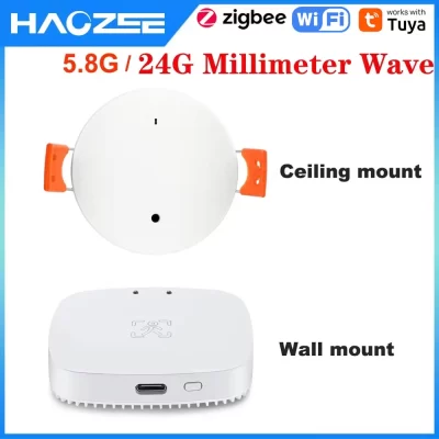 Haozee tuya wifi/zigbee detector de presença humana inteligente corpo humano sensor pir detector de radar sensores de movimento de microondas