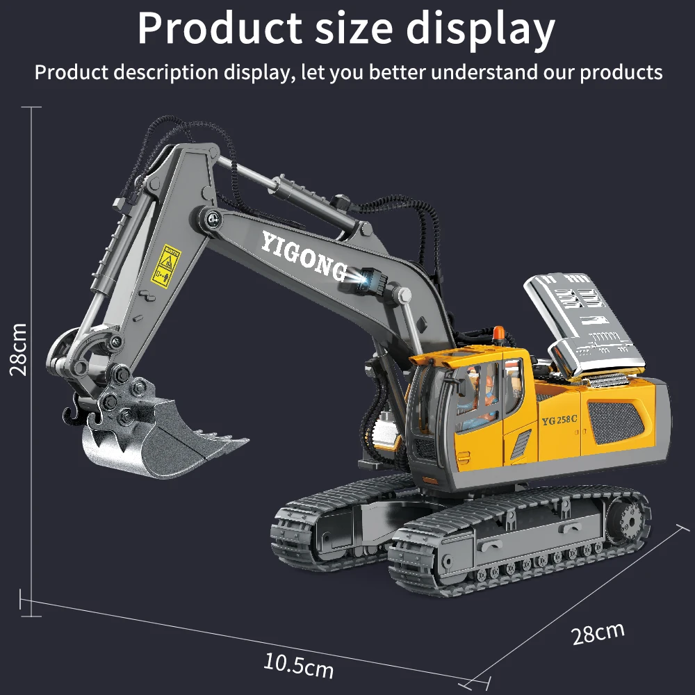 2.4G Excavator RC CAR Remote Control Engineering Dumper Vehicle Crawler Truck Bulldozer Toys for Boys Kids Excavator Gifts - Image 2