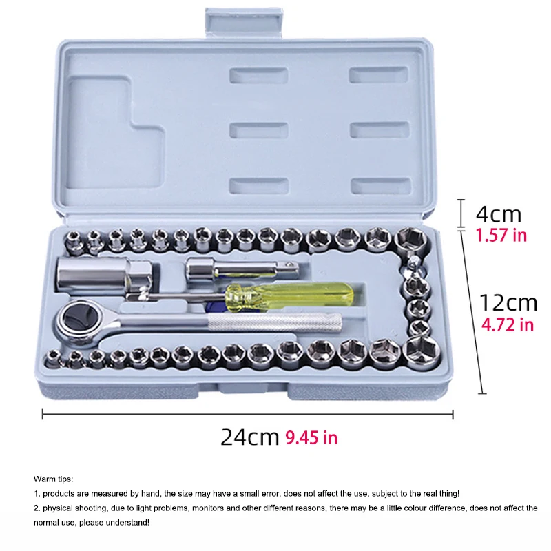 40 pçs conjunto de soquetes multifuncional chaves soquete doméstico reparação automóvel chaves fenda kit oficina mecânica ferramenta ferramentas manuais - Image 6