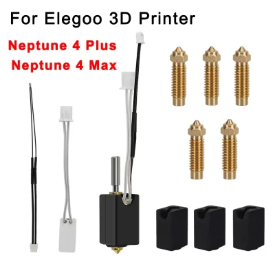 Para elegoo npetune 4 plus hotend kit netuno 4 max cabeça de impressão termistor final quente tubo aquecimento 0.2/0.4/0.6/0.8/1.0mm bocal bronze