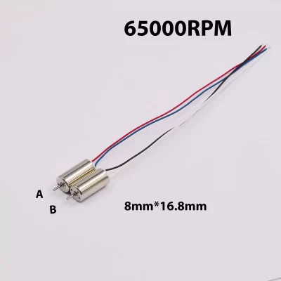 2 peças 816 8mm * 16mm cw ccw mini motor coreless 3.7v 65000rpm motor de ultra alta velocidade brinquedo diy rc drone quadcopter modelo de aeronave