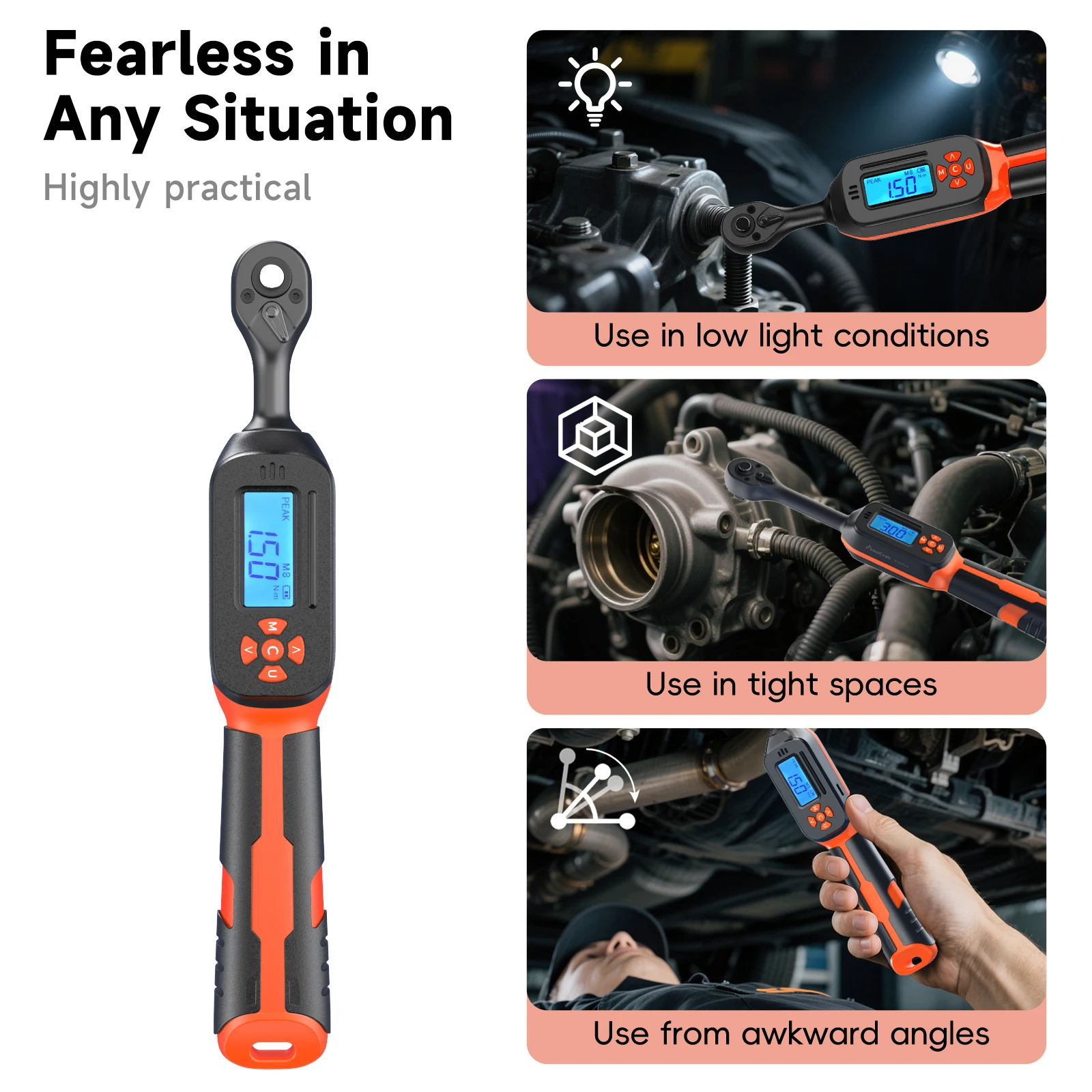 Chave de torque digital 0,6-340N.m ajustável, precisão de 2% com alerta de LED/Buzzer para carro, bicicleta, motocicleta - Image 5