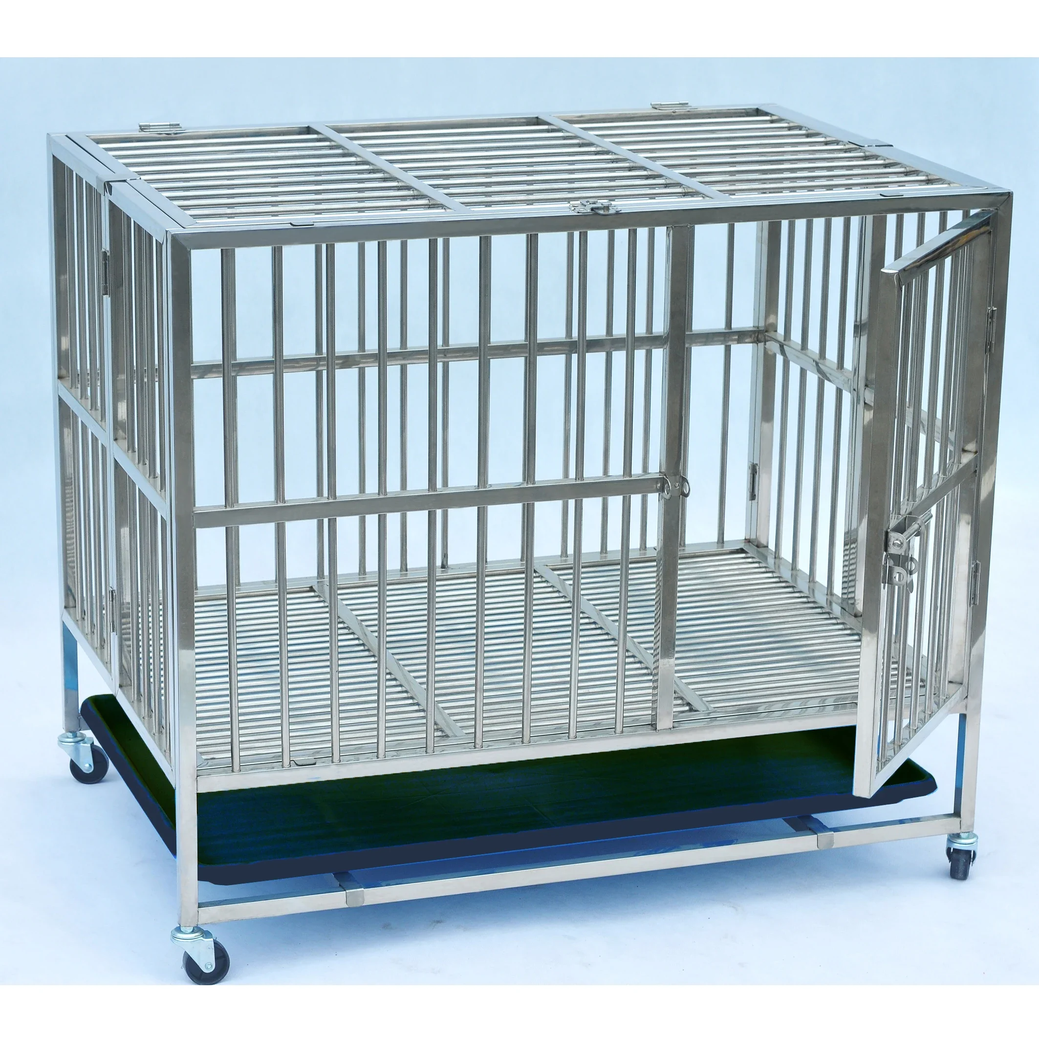 Veterinary Stainless Steel Dog Kennel Cages Heavy Aluminum Outdoor Large Folding Animal Pet Dog Cage - Image 4