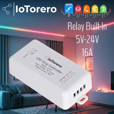 IoTorero WLED 5V-24V 16A Controlador de faixa endereçável de alta potência WS2811 WS2812B WS2814 WS2815 etc.