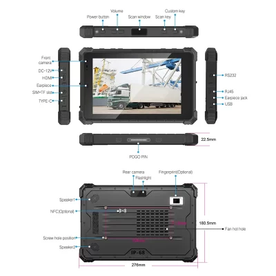 Windows 11 Pro Rugged Tablet 10.1 Inch: 5G LTE, 8GB/16GB RAM, 5550mAh Long Battery, IP68, -30°C Cold Resistance, Customizable
