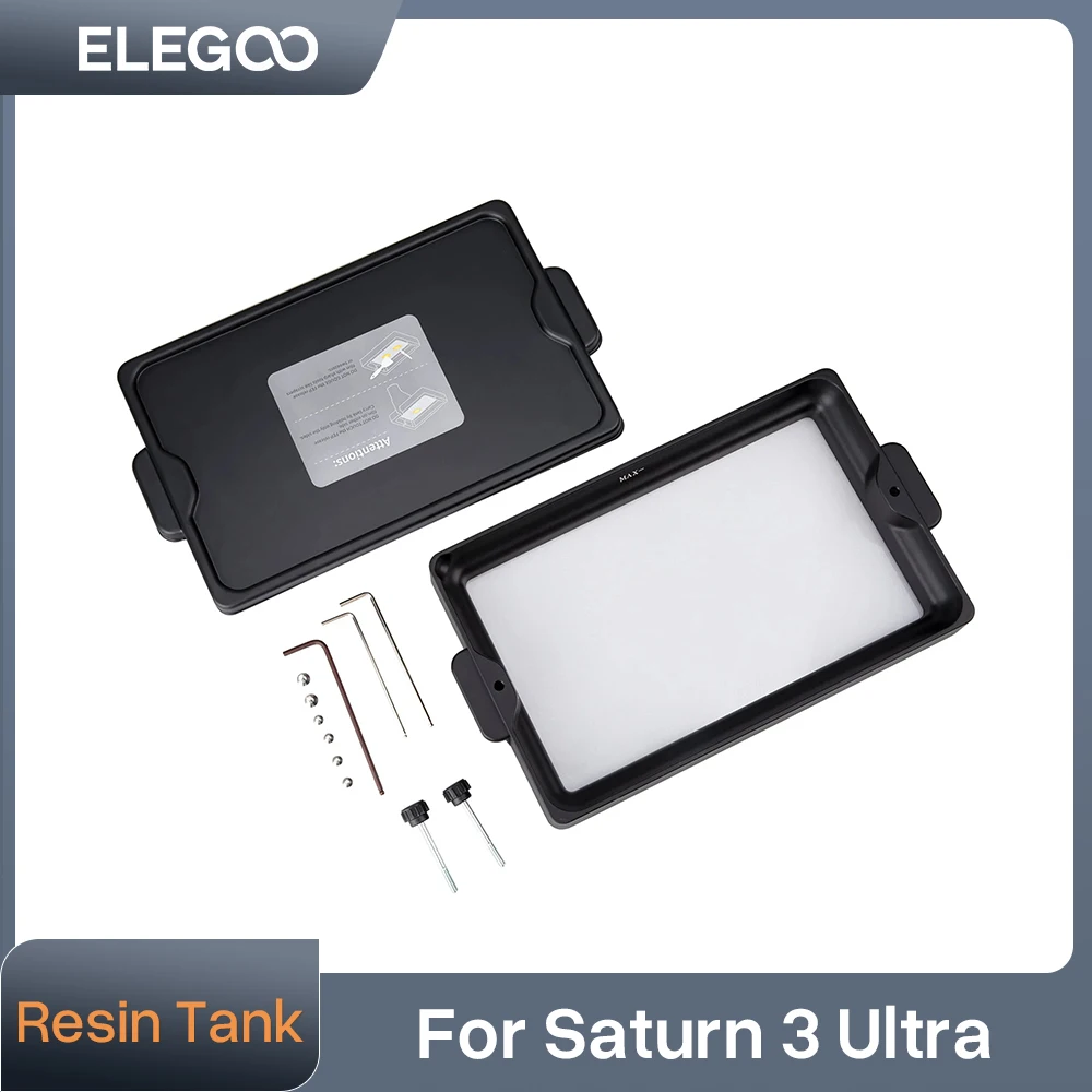ELEGOO-Tanque Resina Metálica para Impressora 3D Ultra MSLA SATURN 3, IVA Resina com Liner de Liberação ACF Pré-Instalada e Chave Allen 3