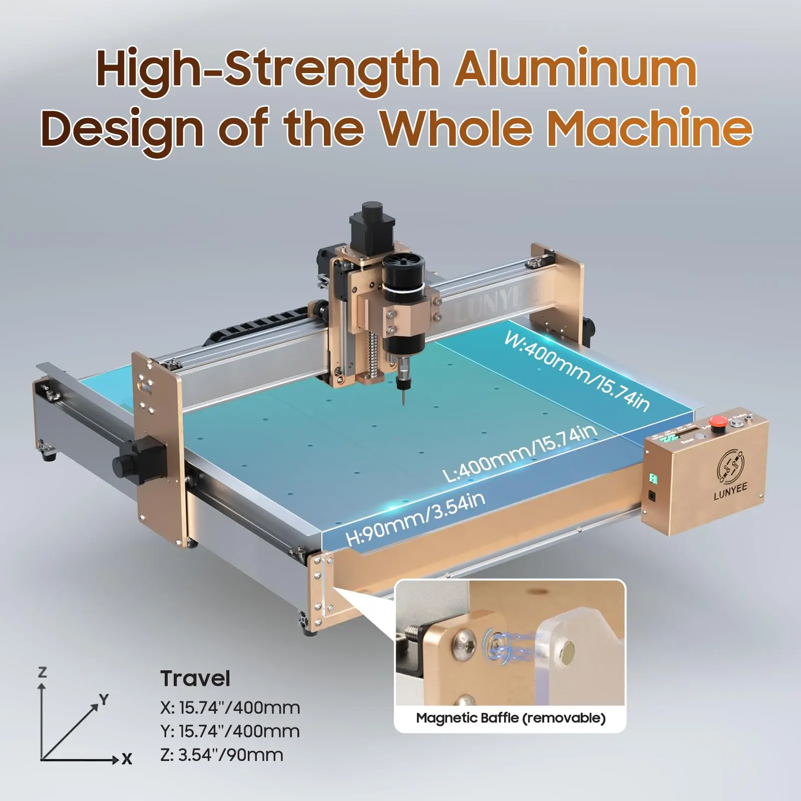 Sunyee 4040 pro máquina roteadora cnc, máquina de gravação cnc de 3 eixos, design de parafuso esférico de eixo z, adequado para madeira, acrílico e alumínio - Image 6