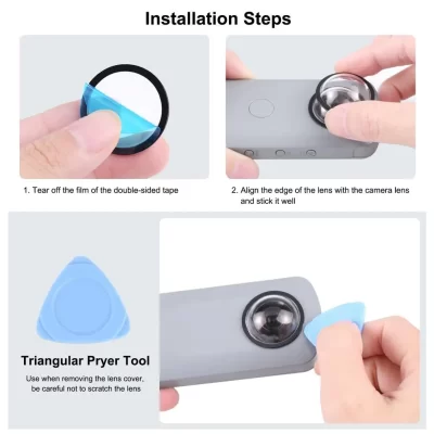 Para puluz ajuste perfeito para ricoh theta sc2/s/v pc lente guarda capa protetora kit-acessórios de proteção de lente para câmeras ricoh