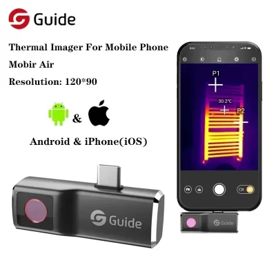 Guia mobir câmera de imagem térmica de ar para iphone e android telefone infravermelho termovisor inspeção reparação câmera termográfica