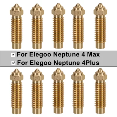 Bico de impressora 3d de latão, 1 a 10 peças para elegoo netuno 4 plus, atacado 0.2 0.4 0.8 1.0mm bicos para netune4 max/nettune4 plus