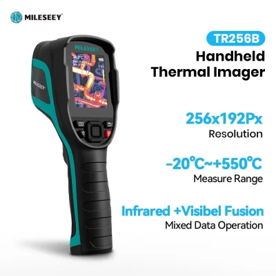 Mileseey TR256B TR256E IR Câmera termográfica 256*192 Resolução 7 paletas com luz visual de 2MP 50HZ 13 idiomas NETD 40mK