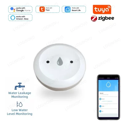 Tuya zigbee inteligente sensor de água detector vazamento imersão inundação vazamento alarme sensor detector para alexa, google vida inteligente 2mqtt